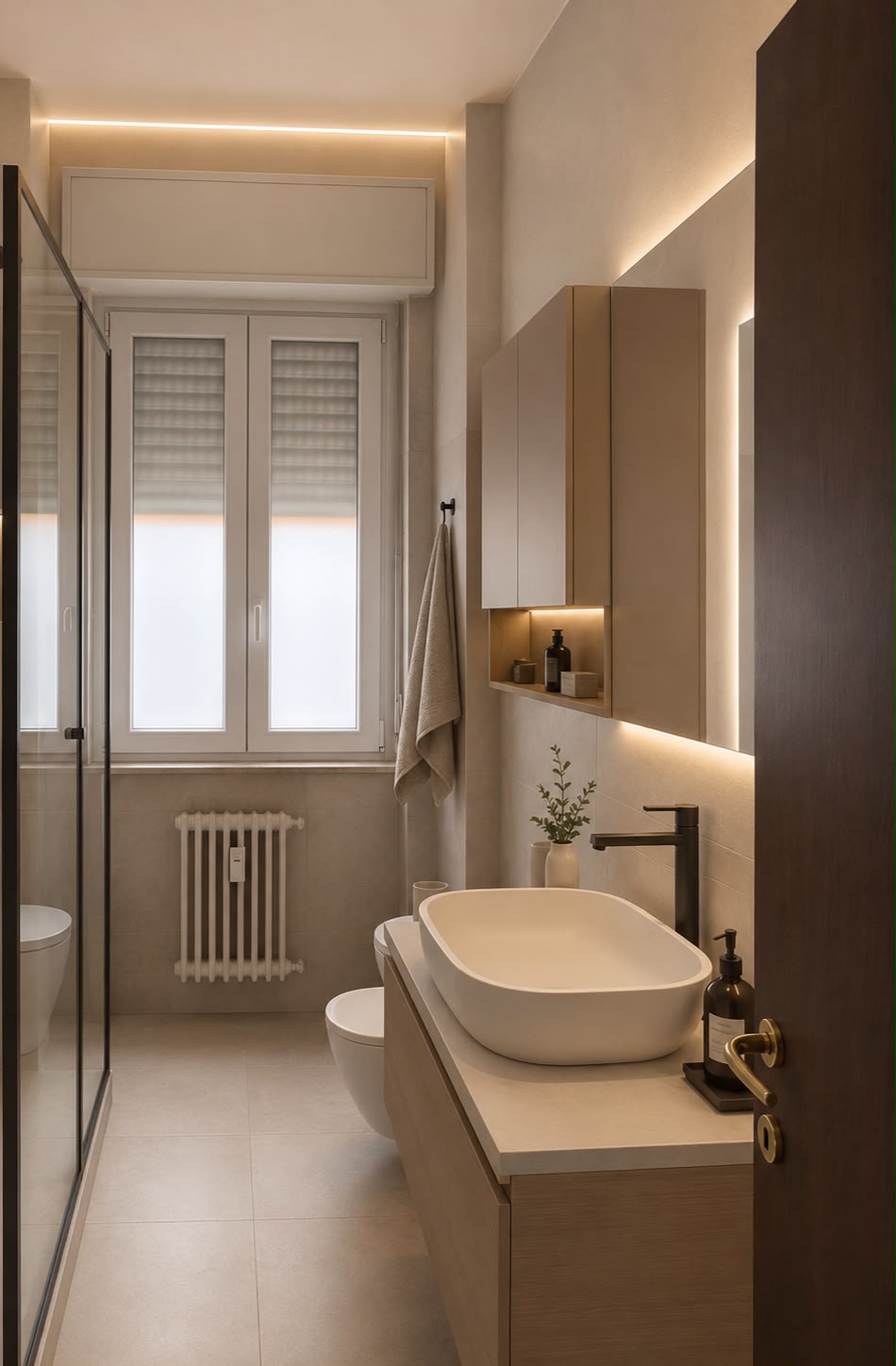 Interno — bagno con nicchia illuminata