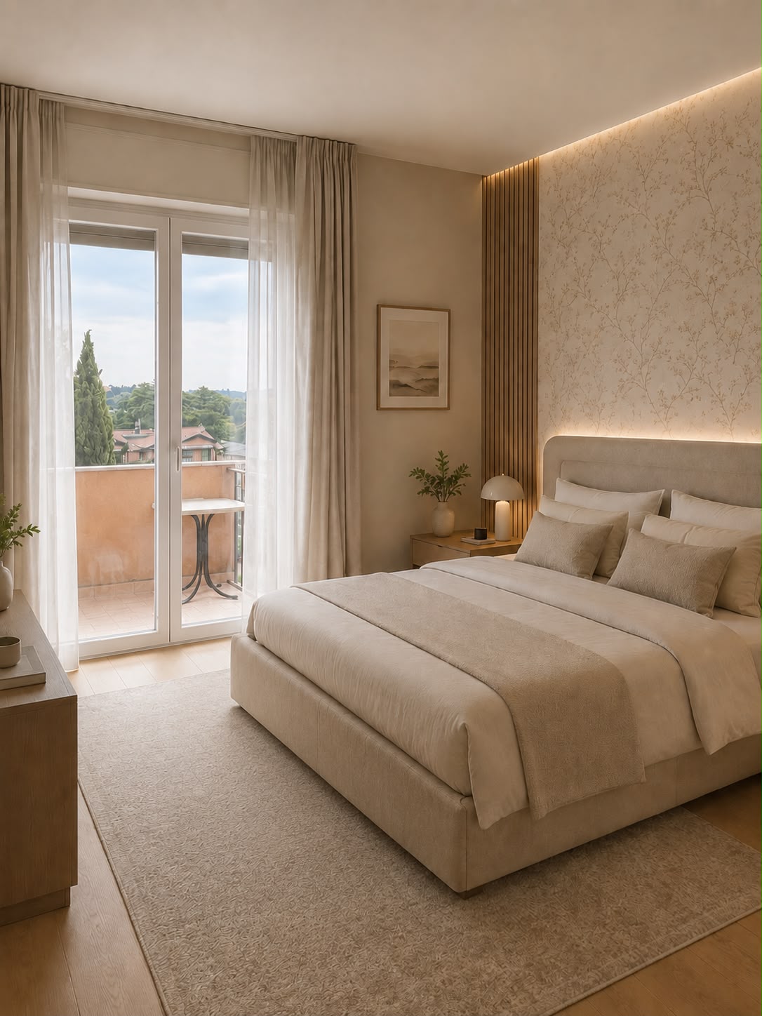 Interno — camera da letto con boiserie